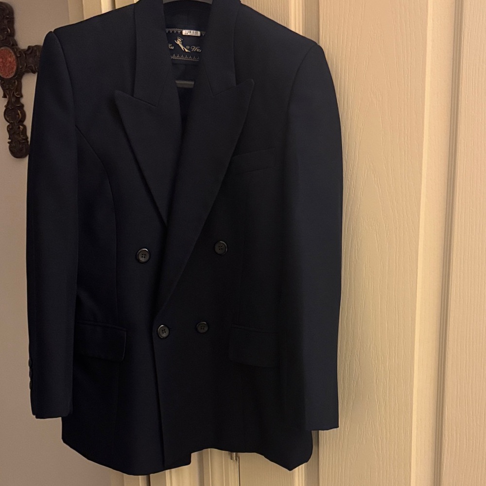 Classic Navy Double-Breasted women’s Blazer high end
